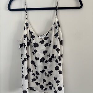 100% silk Equipment Floral Black and White Women's cami Top